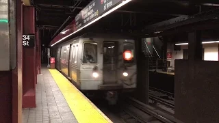 NYC Subway HD 60fps: Westinghouse-Amrail R68 D Train Flies into 34th Street-Herald Square (5/12/17)