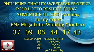 9 pm PCSO LOTTO RESULTS today NOVEMBER 16 2020, 6/55, 6/45, 2 & 3 DIGIT LOTTO + NO COPYRIGHT MUSIC
