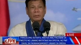 Pangulong Duterte, iniutos ang pagsibak sa pwesto ng limang matataas na opisyal ng PNP