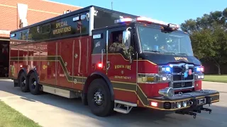 Wichita Fire Department Rescue 1 + Engine 4 Responding from Quarters