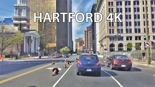 Driving Downtown - Hartford 4K - Connecticut USA