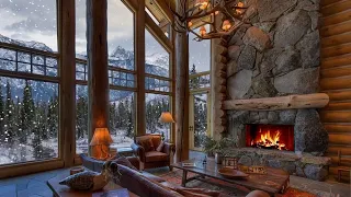 Cozy Ambience - Winter House - Crackling Fire & Snow Falling - ASMR