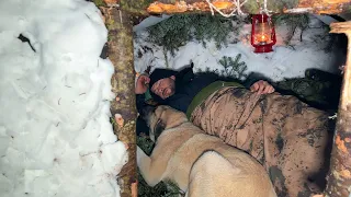 Building a Survival Shelter in Deep Snow - Winter Bushcraft Camp