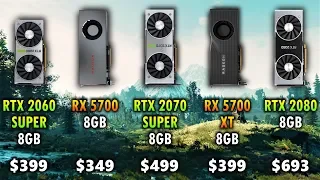 RTX 2060 SUPER vs RX 5700 vs RTX 2070 SUPER vs RX 5700 XT vs RTX 2080 | Ryzen 5 3600 @4.2GHz