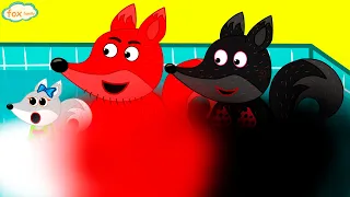 Fox Family español nadar en la piscina de colores | dibuhos animados infantiles para niños #306