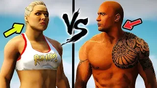 GTA 5 WWE Ronda Rousey VS The Rock 🔥 (GTA 5 WWE Mods)