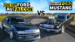 1000hp Burnout Mustang vs Sleeper Ford Falcon // THIS vs THAT Down Under