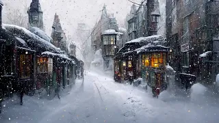 Diagon Alley's Christmas Fair | Harry Potter Inspired Music | Winter snowy streets Ambience