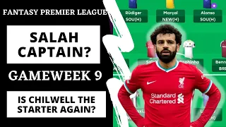 FPL GAMEWEEK 9 TEAM SELECTION | Salah Captain in the Derby | Fantasy Premier League 2021/22