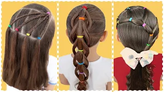 Penteados Infantis Fáceis e Rápidos com Ligas Coloridas | Quick & Easy Colors Hairstyles for Girls.🌈