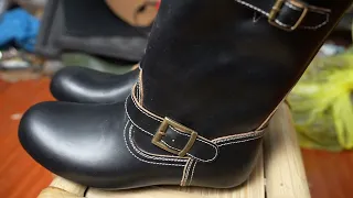 How It's Made:Handmade engineer boots with Norwegian stitching [asmr]