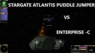 Stargate Atlantis Puddle Jumper's VS Enterprise C | 3 Battles | Star Trek Bridge Commander