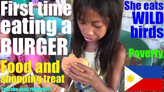 We Brought a BURGER to This Poor Filipino Child Who Eats Wild Birds from the Wild. Helping People