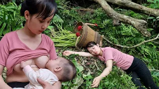 A 17-year-old single mother - who makes a kitchen out of bamboo - fell while picking vegetables