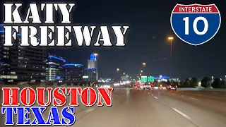 I-10 West - Katy Freeway - World's WIDEST Freeway - Houston - Texas - 4K Night Highway Drive