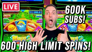 🔴 9 JACKPOTS CAUGHT LIVE ➤ 600 Spins for 600K Subs! 🪚 Huff N More Puff