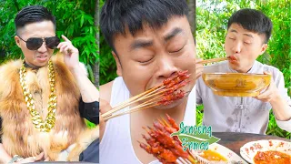 How rich people eat? | Funny Pranks between Songsong and Ermo! | TikTok Mukbang | Songsong and Ermao