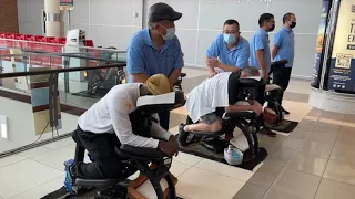 MOANING IN WORKERS EARS WHILE GETTING A MASSAGE PRANK!!