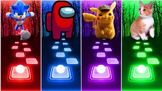 Sonic vs Among Us vs Pikachu vs Cat | Tiles Hop EDM Rush