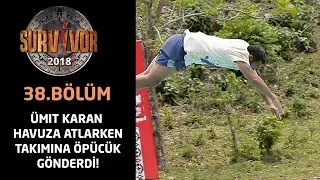 Ümit Karan havuza atlarken takımına öpücük gönderdi | 38.Bölüm | Survivor 2018