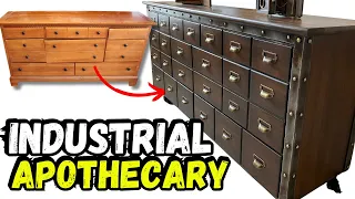 Curbside Dresser Transformed Into an Industrial Apothecary Cabinet