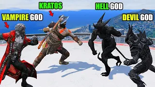 FRANKLIN Found KRATOS & VAMPIRE GOD To Fight HELL GOD & DEVIL GOD In GTA 5 | Shinchan And Chop