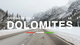 Driving Italy 🇮🇹 Dolomites mountains - Cortina d'Ampezzo to Bruneck. SS51 road. 4K