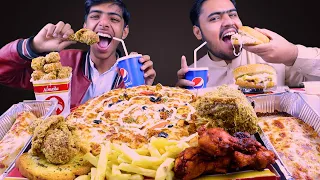 Eating Pizza, Burgers, Fried Chicken, Lasgana, Cheese roll, wings ft.@hassankhalil4439  |Mukbang