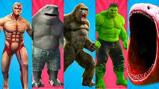 KING SHARK VS KING KONG VS HULK VS THE BLOOP VS ATTACK ON TITANS - In real life