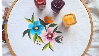 Flower painting on fabric..fabric painting for beginners..