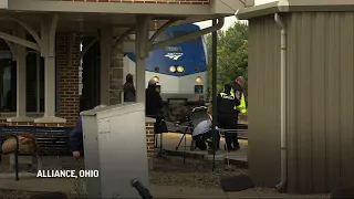 Biden goes after Trump during first OH train stop