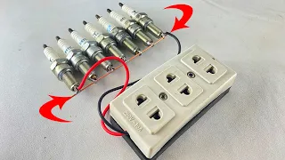 Top4 New Creative Ideas || Making  Free Electric Energy With Spark plug 100%