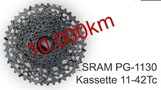 SRAM PG-1130 Kassette 11-42Tc nach 10.000 km  4K