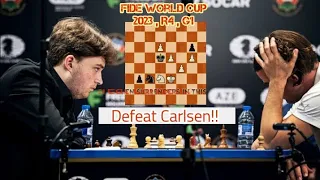 Defeat Carlsen!! Vincent keymer vs Magnus carlsen -- FIDE  World Cup 2023 -R4- G1