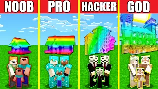 Minecraft Battle: RAINBOW HOUSE BUILD CHALLENGE - NOOB vs PRO vs HACKER vs GOD / Animation SPECTRITE