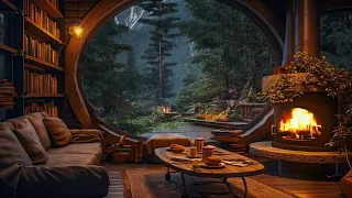 Hobbit's House In the Rain: Crackling Fireplace and Gentle Rain Outside💤 ASMR for Sleeping, Relaxing