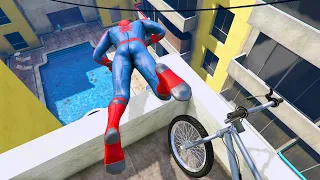 GTA 5 - Spiderman Epic Jumps BMX Parkour Vol.42 (Euphoria Ragdolls)