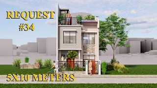 5X10 METERS 4 BEDROOM TWO STOREY HOUSE DESIGN W/ ROOFDECK (REQUEST #34)