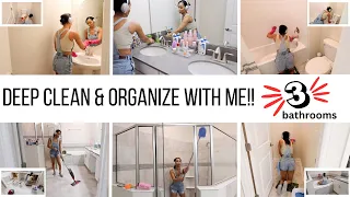 DEEP CLEANING & ORGANIZING 3 BATHROOMS // EXTREME CLEANING MOTIVATION!! // Jessica Tull