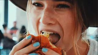 Girl Takes HUGE Bite of Burger!