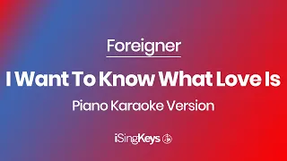 I Want To Know What Love Is - Foreigner - Piano Karaoke Instrumental - Original Key