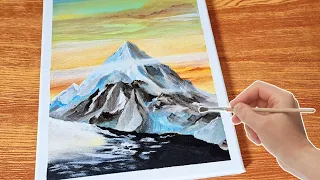 How to Draw a Mountain Painting I Acrylic Painting for Beginners