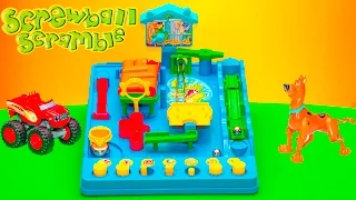 Playing the Screwball Scramble Game with Scooby Doo and Blaze Toys