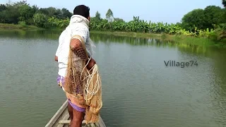 Net Fishing on Boat।Traditional Cast Net Fishing in River।fishing videos (part-533)