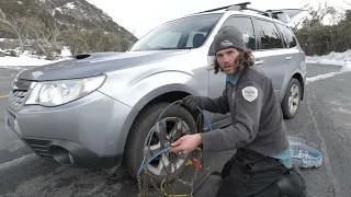 How to fit snow chains - Mount Buffalo National Park