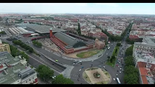 4K Madrid Spain Atocha Railway Terminal 1 Drone Shot