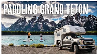 Paddle Boarding in Grand Teton National Park | Camping in Colter Bay in Our Lance 825 Truck Camper