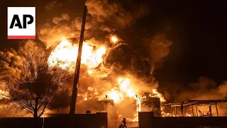 Russian drone strike sets off huge fire in Ukraine's Kharkiv