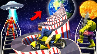 AVENGERS And Franklin Found Secret Curvy Road To Space in GTA 5 !