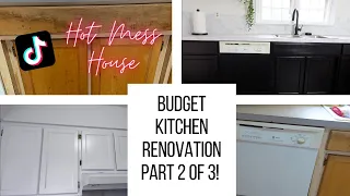 BUDGET KITCHEN RENOVATION PART 2! | HOW TO PAINT KITCHEN CABINETS! | HOT MESS HOUSE RENOVATION